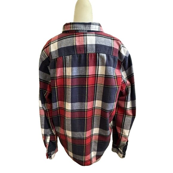 American Eagle Outfitters Mens XLT Cotton Red Blue Plaid Flannel Shirt Shacket - Picture 3 of 7